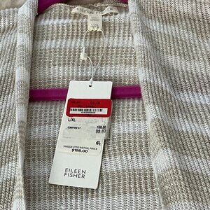 NEW Eileen Fisher Striped Linen Blend Cardigan | L/XL